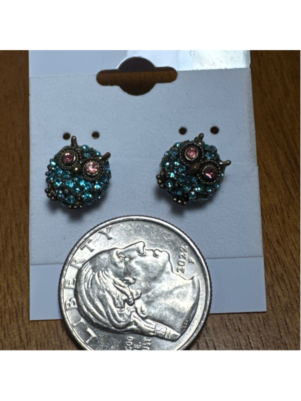 Betsey Johnson Owl Crystal Stud Earrings